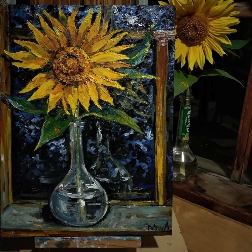 холст масло подсолнух натюрморт маслом oiloncanvas #instaart instaartist artist artfor home tillife stillife painting flowers etude artforsale artist corntlowers живопись натюрморт луговые цветы