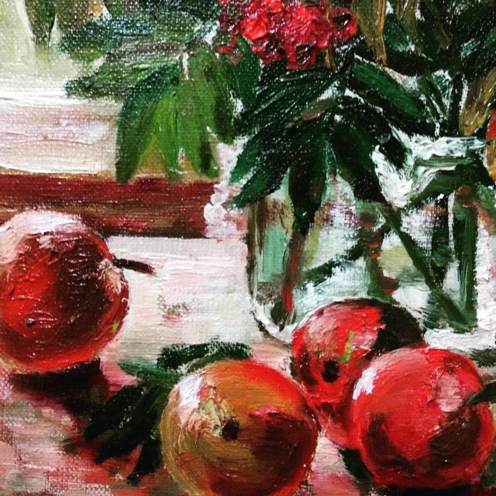 Картина "Ветки рябины" холст, масло картина, купить картину. картины на заказ